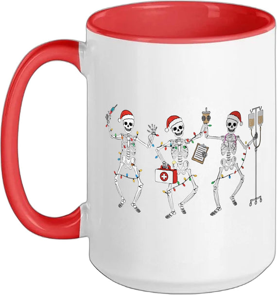 Santa Hats ER ICU RN Skeletons Christmas Ceramic Mug