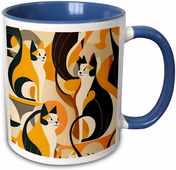Kitties Roam In Scene Of Mid-Century Elegance Ceramic Mug