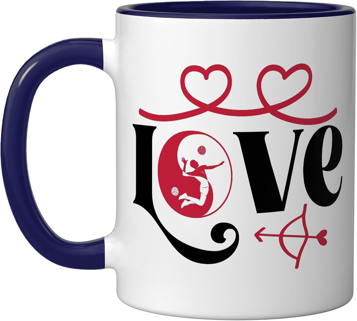 Love Volleyball Hearts Player Design Ceramic Mug