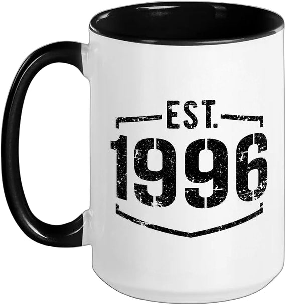 Est 1996 Vintage Style Established 1996 Birthday Design Ceramic Mug