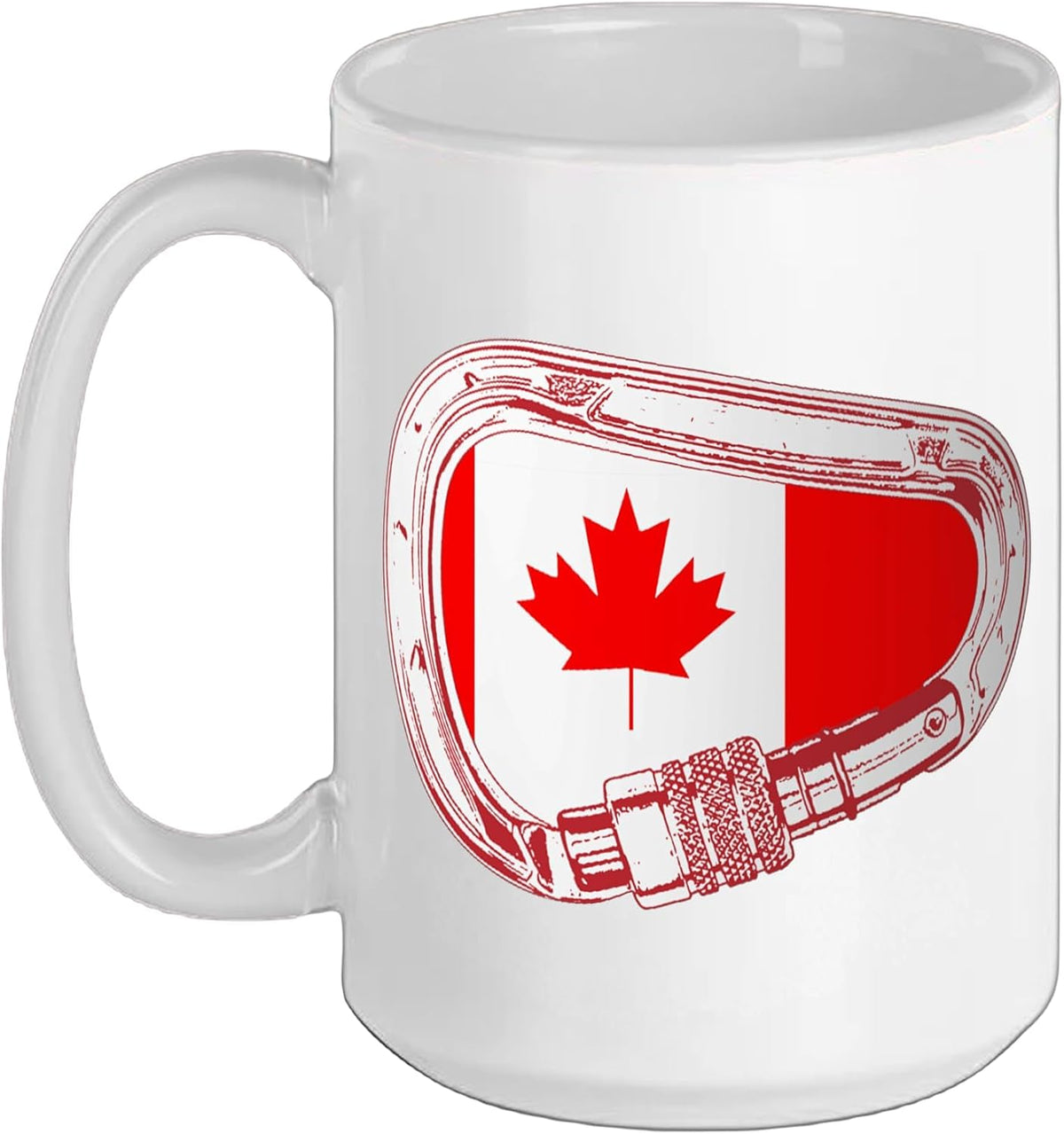 Canada Flag Rock Climbing Carabiner Ceramic Mug