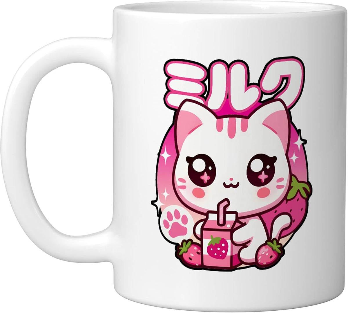 Strawberry Milk Japanese Cute Kawaii Cat I Love Ceramic Mug
