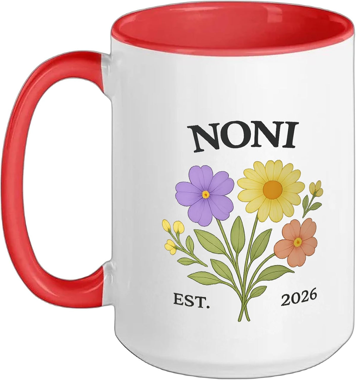 Noni Wildflower Bouquet Est 2026 Grandma Ceramic Mug