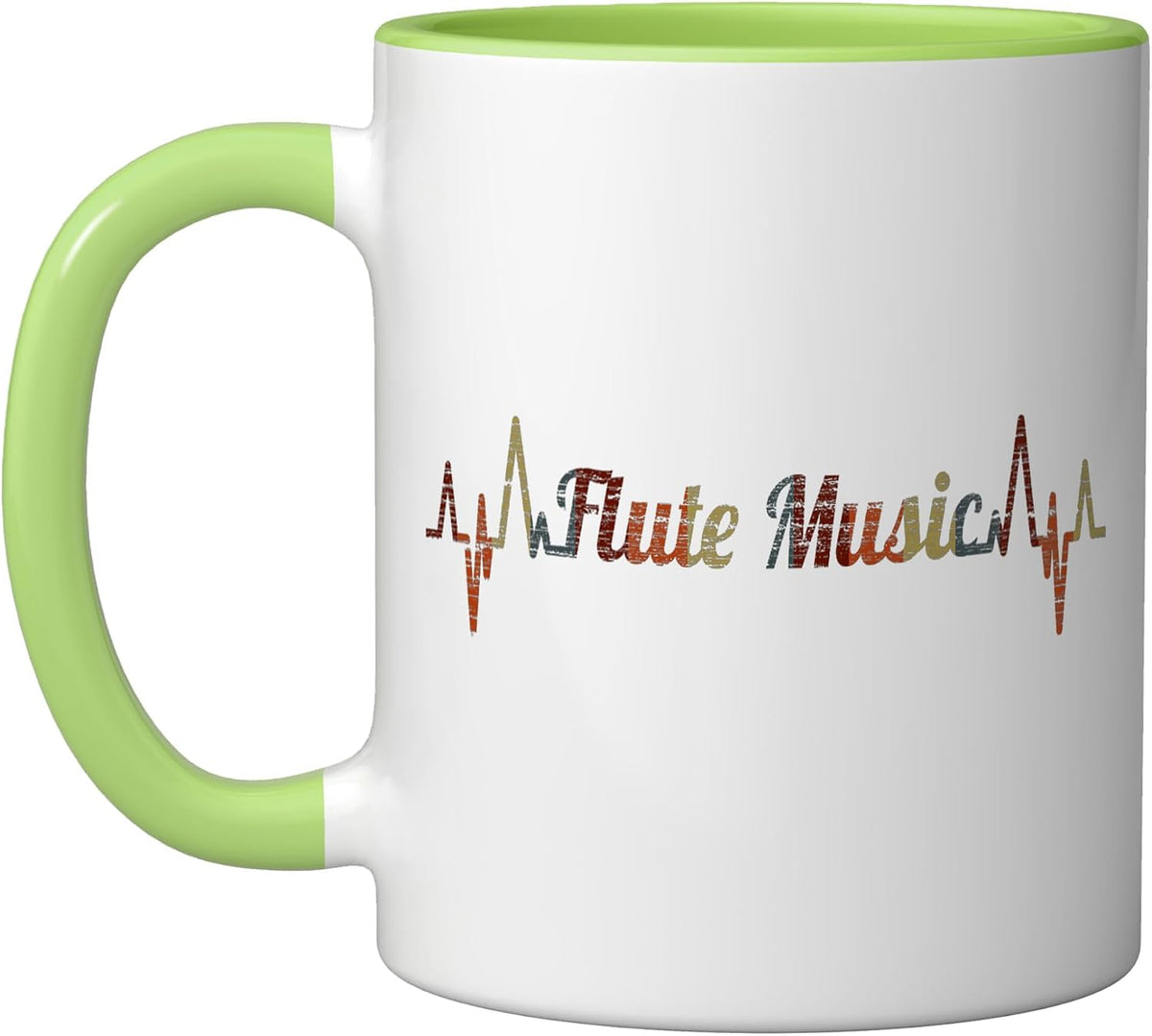 Flute Music Heartbeat Vintage Ecg Cardiogram Retro Ceramic Mug