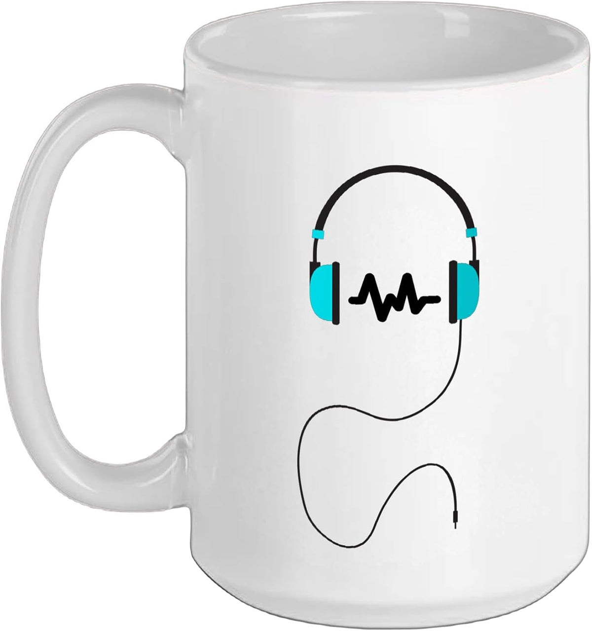 Music Headphones Icon In Blue And Black Color Ceramic Mug