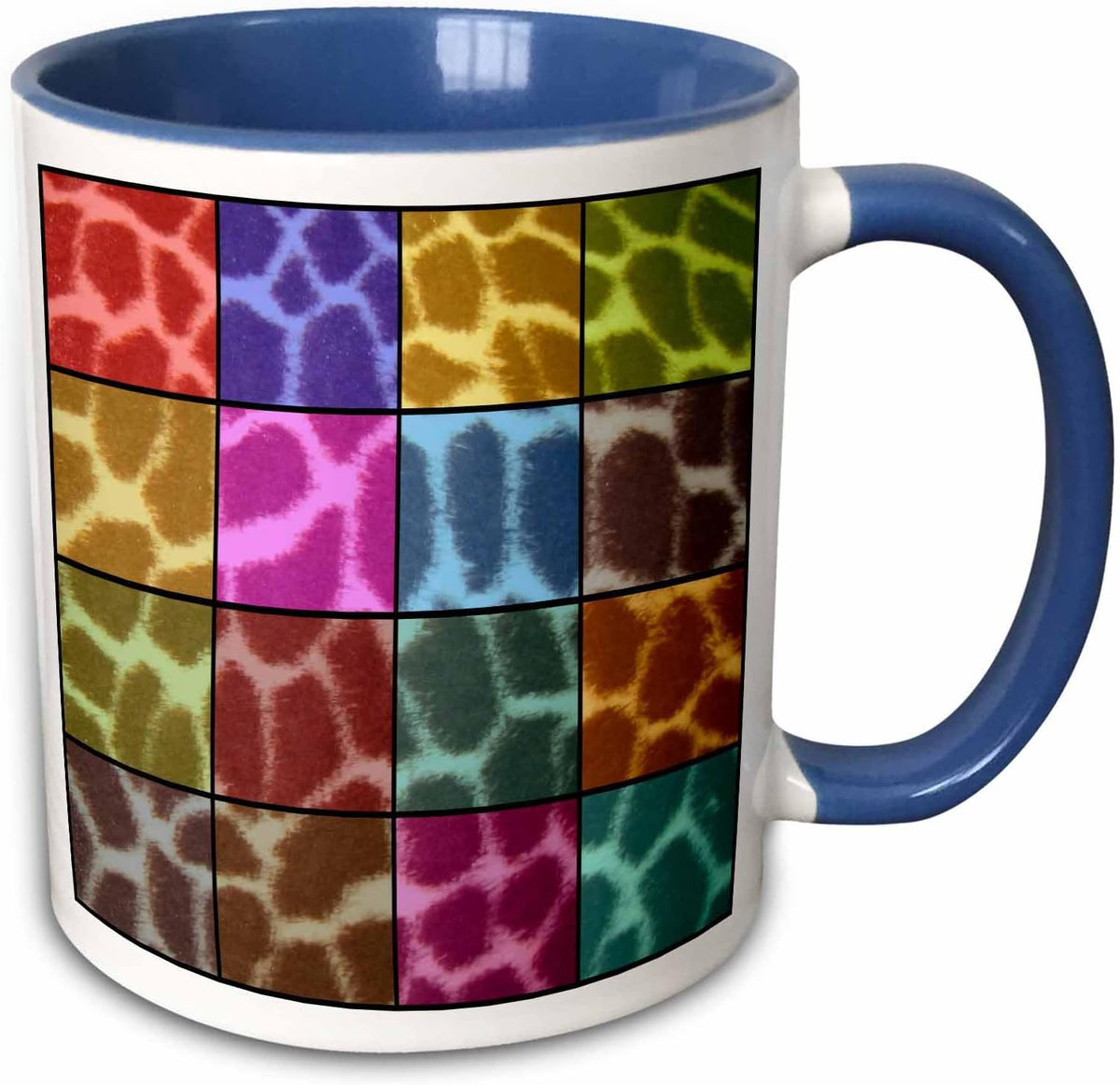 Giraffe Print Colorful Collage- Animal Print- Nature Ceramic Mug