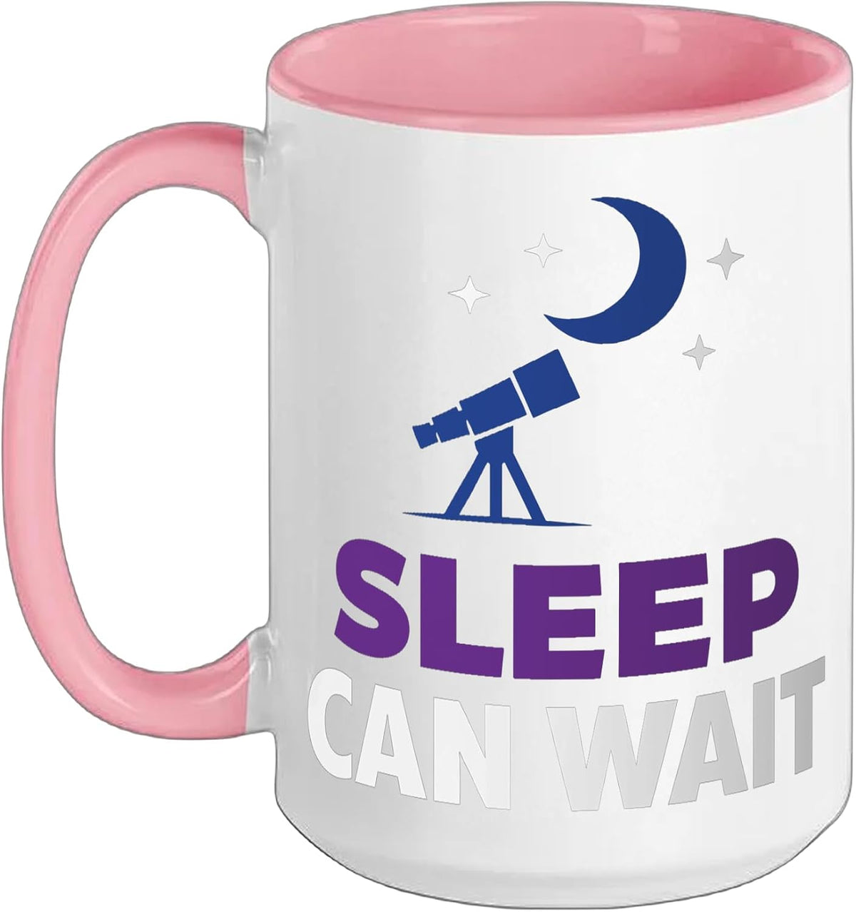 Sleep Can Wait Stargazing Moon Telescope Ceramic Mug