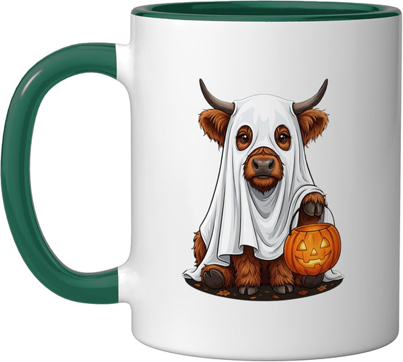 Halloween Highland Cow Pumpkin Spooky Season Costume Ceramic Mug