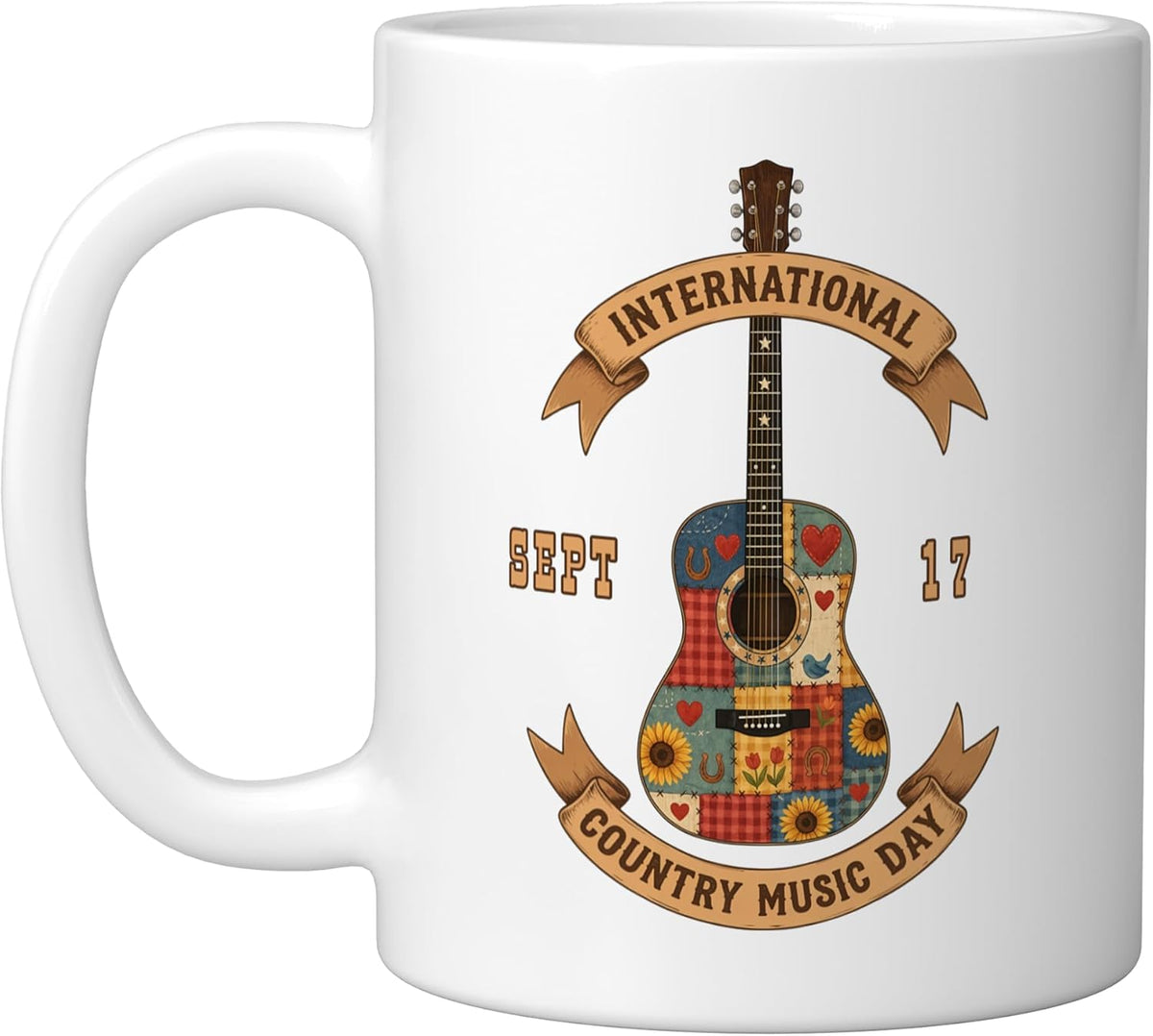 International Country Music Day Patchwork Guitar Ceramic Mug