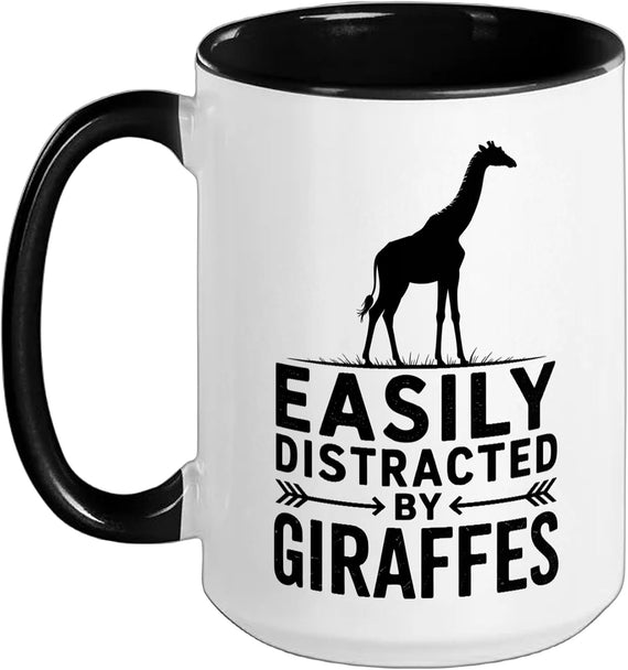 Distracted By Giraffes Funny Giraffe Ceramic Mug