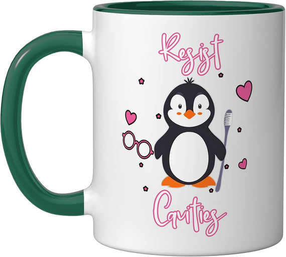 Penguin Resist Cavities Cute Dentistry Doctor Ceramic Mug