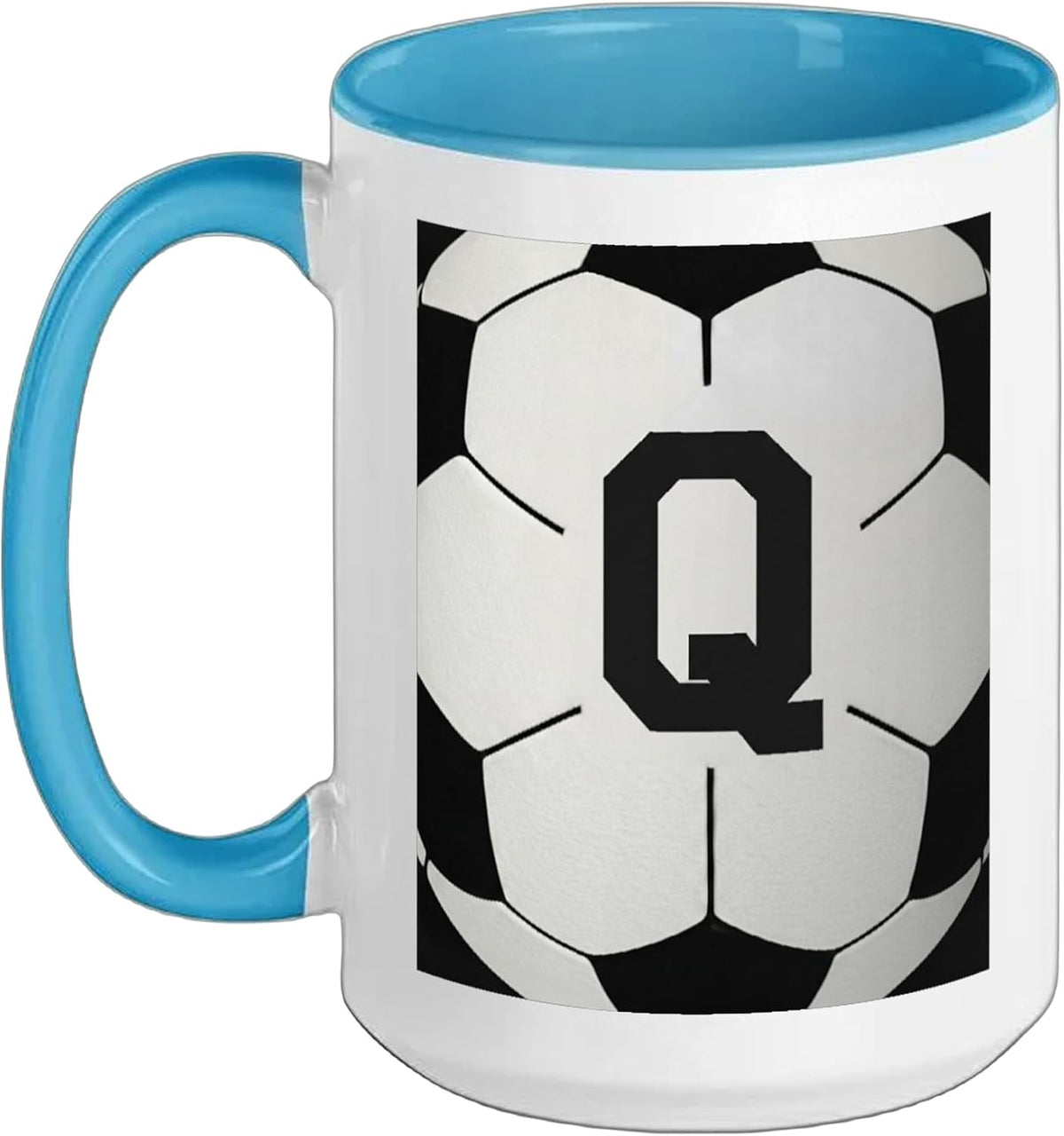 Soccer Ball Letter Q Monogram Initial Ceramic Mug