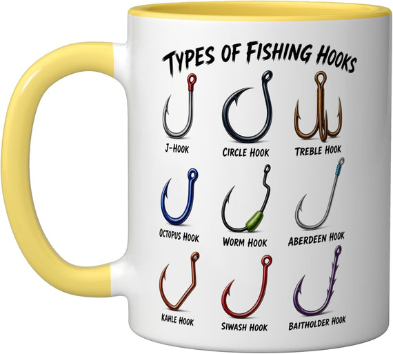 Types Of Fishing Hooks Angler Fisherman Ceramic Mug