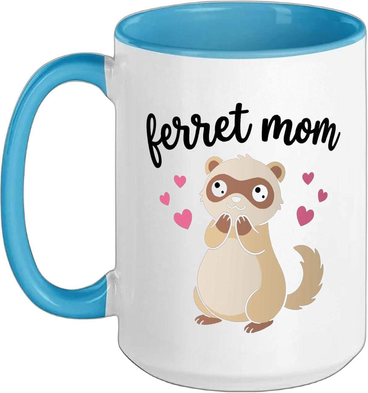Ferret Mom Cute Pet Lover Heart Design Ceramic Mug