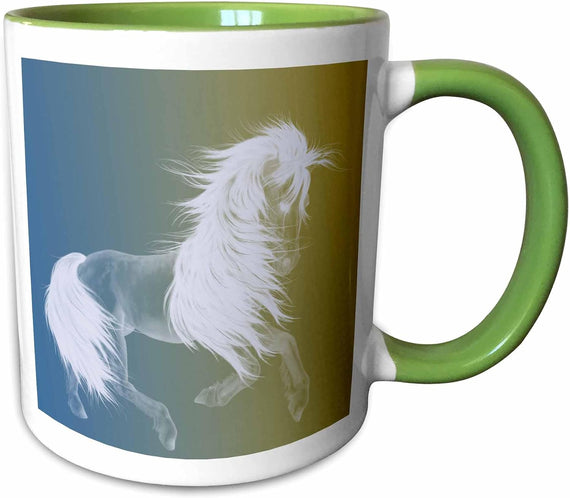 Blue Gold Ombre White Horse Ps Animals Ceramic Mug