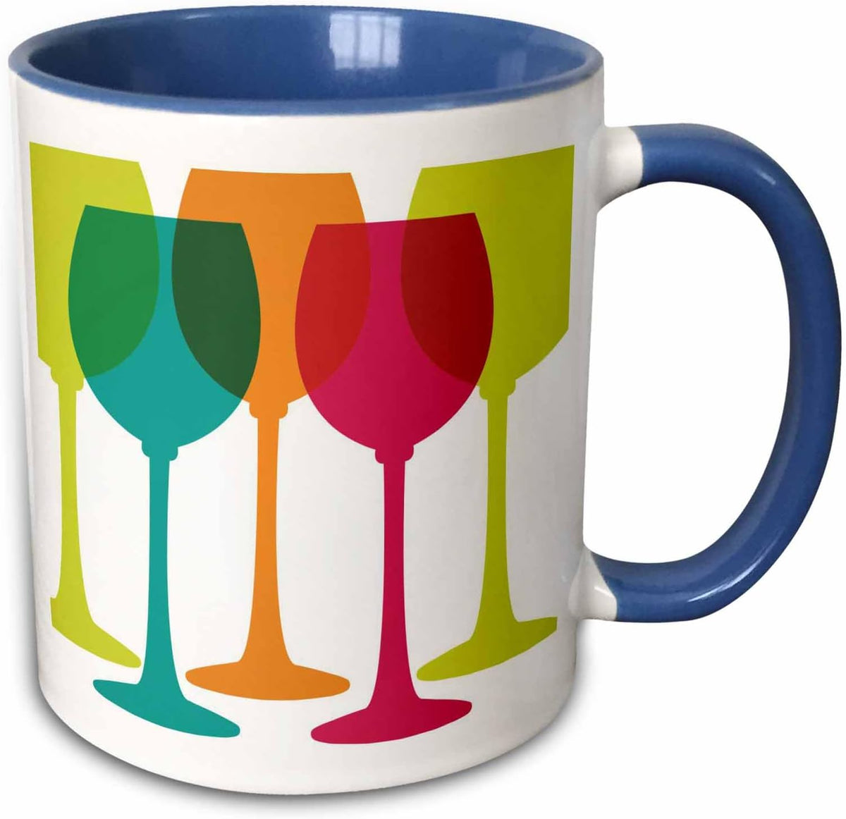 Colorful Wine Glasses Design Ceramic Mug
