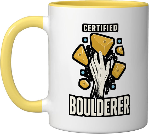 Certified Boulderer Rock Climbing Hand Hold Ceramic Mug