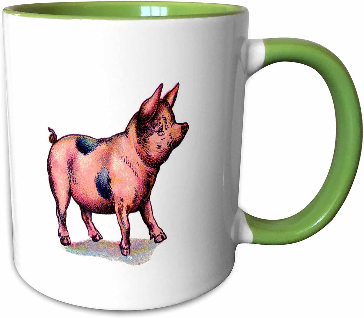 Vintage Pink And Gray Pig Ceramic Mug