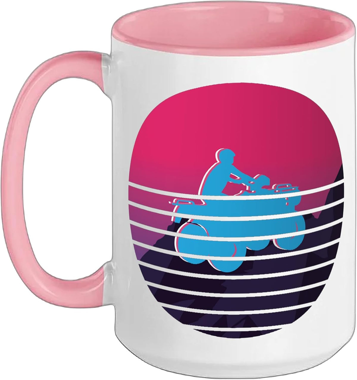 Quad Riding Atv Quad Biker Quads Racing Bike Vaporwave Ceramic Mug