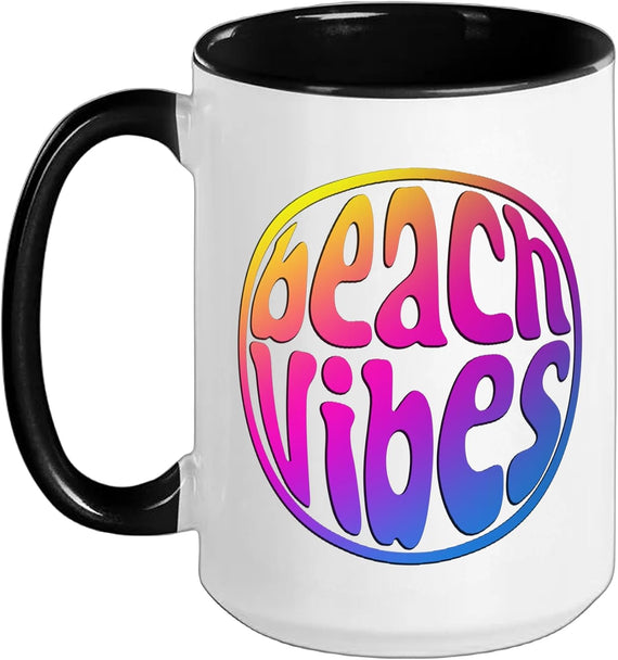 Beach Vibes Retro 70's Design Sunset Vacation Cruise Trip Ceramic Mug