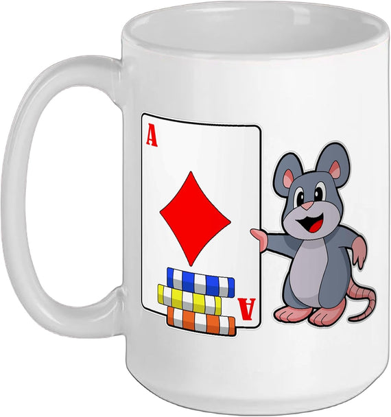 Mouse Poker Chips Poker Cards Ceramic Mug