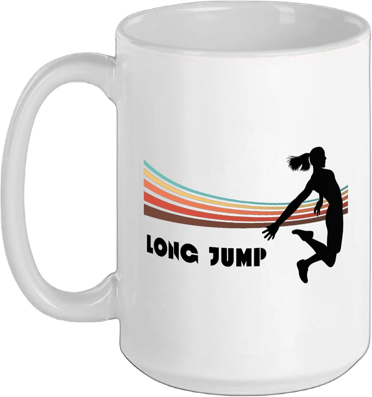 Retro Colors Long Jump - Fun Track And Field Ceramic Mug