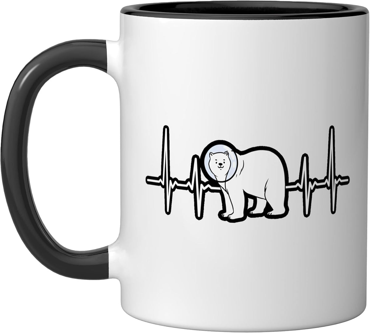 Polar Bear Heartbeat EKG Line Cute Animal Ceramic Mug