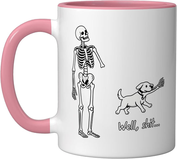 Dog Steals Skeleton Hand Funny Halloween Bone Ceramic Mug