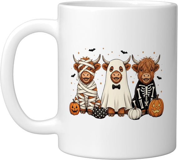 Halloween Highland Cow Pumpkin Spooky Season Costume Ceramic Mug