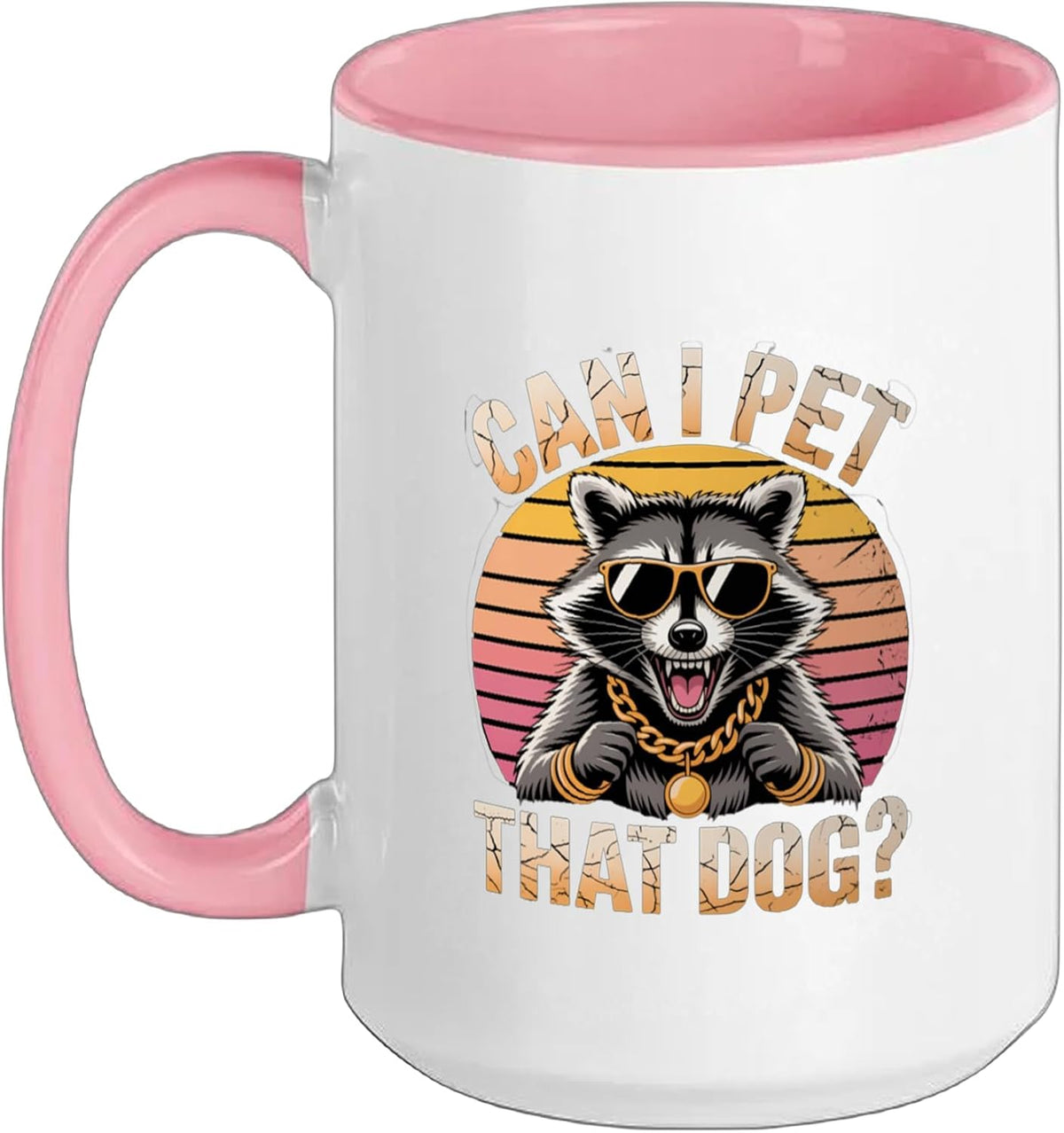 Raccoon Can I Pet That Dog Trash Panda Funny Animal Meme Ceramic Mug