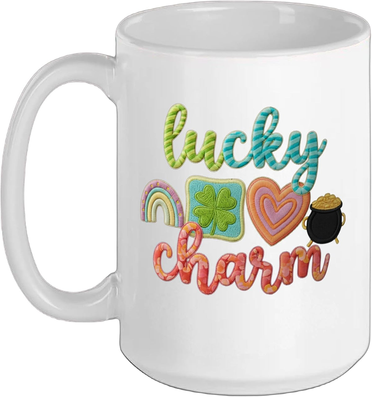 Lucky Charm St Patricks Day Brushstroke Irish Shamrock Ceramic Mug