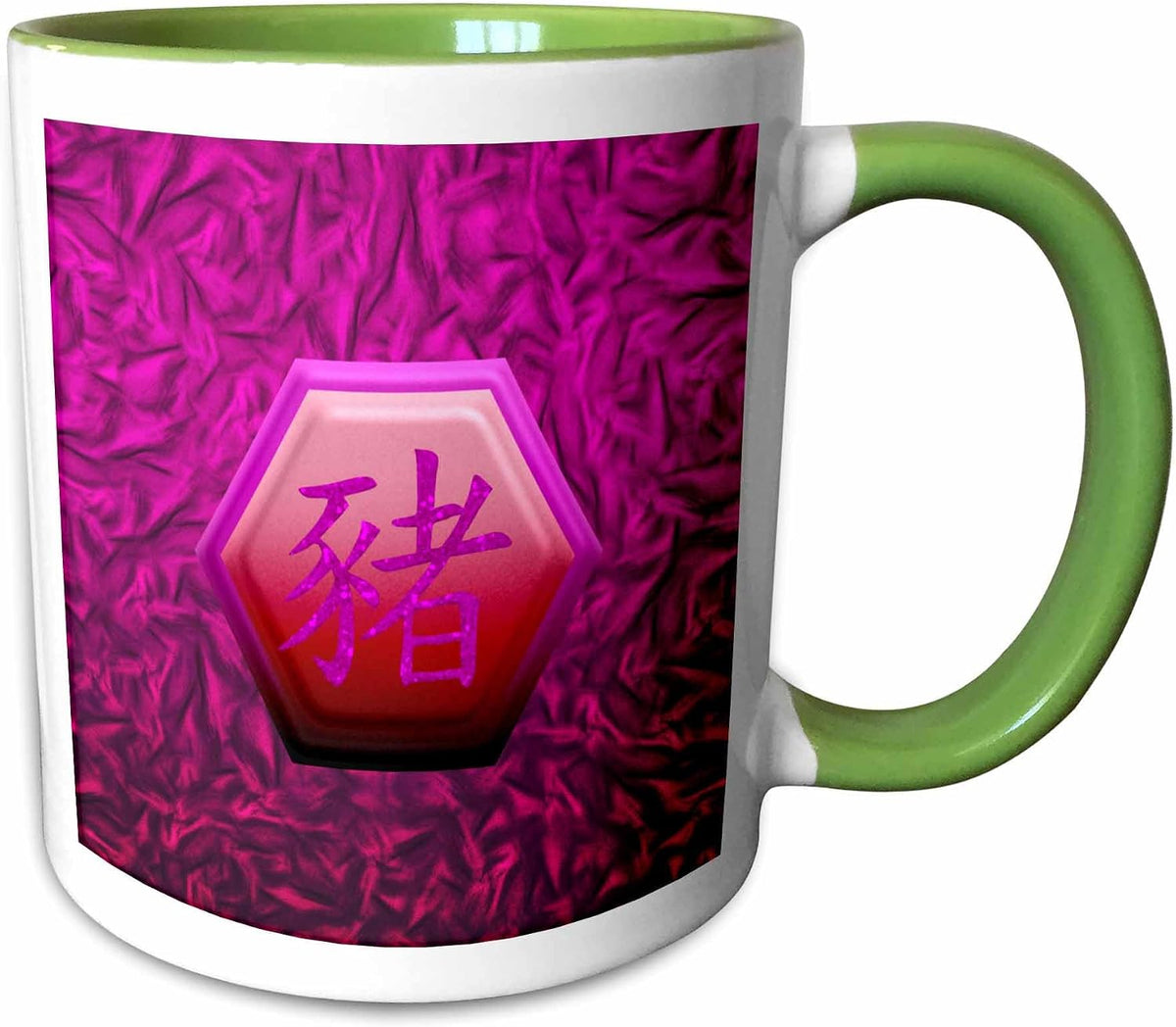 Glitter Look Sign Of Pig On Pink Wrinkled Ceramic Mug