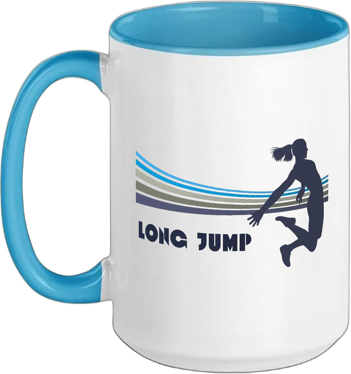 Retro Colors Long Jump - Fun Track And Field Ceramic Mug