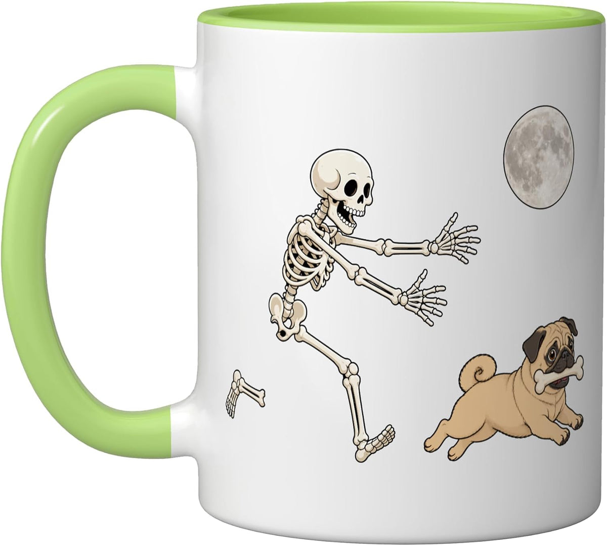 Pug Running Skeleton Retro Halloween Dog Ceramic Mug
