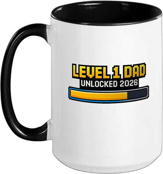 Level 1 Dad Unlocked 2026 Gamer Father Ceramic Mug
