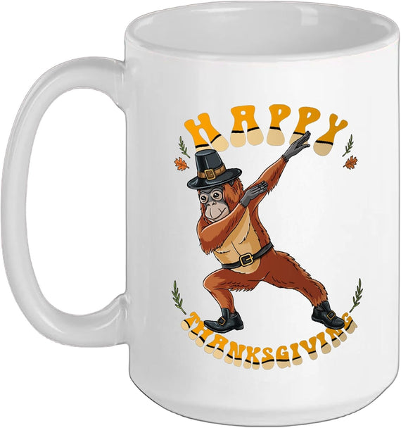 Pilgrim Orangutan Happy Thanksgiving Kids Ceramic Mug