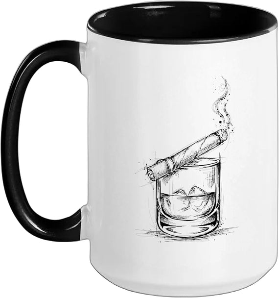 Whiskey Glass Scribble Art Spirit Tasting Poker Night Ceramic Mug