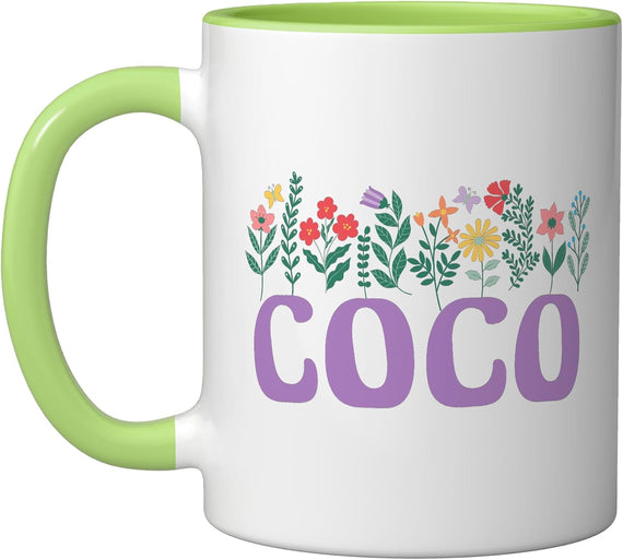 Wildflower Floral Coco First Name Mother's Day Women Ceramic Mug
