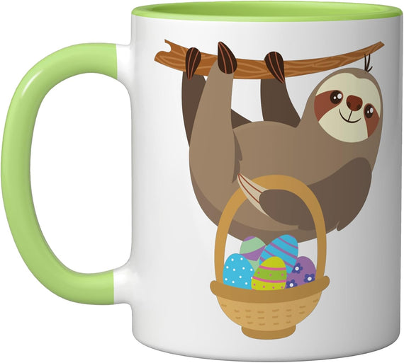 Easter Sloth With Basket Of Easter Eggs Ceramic Mug