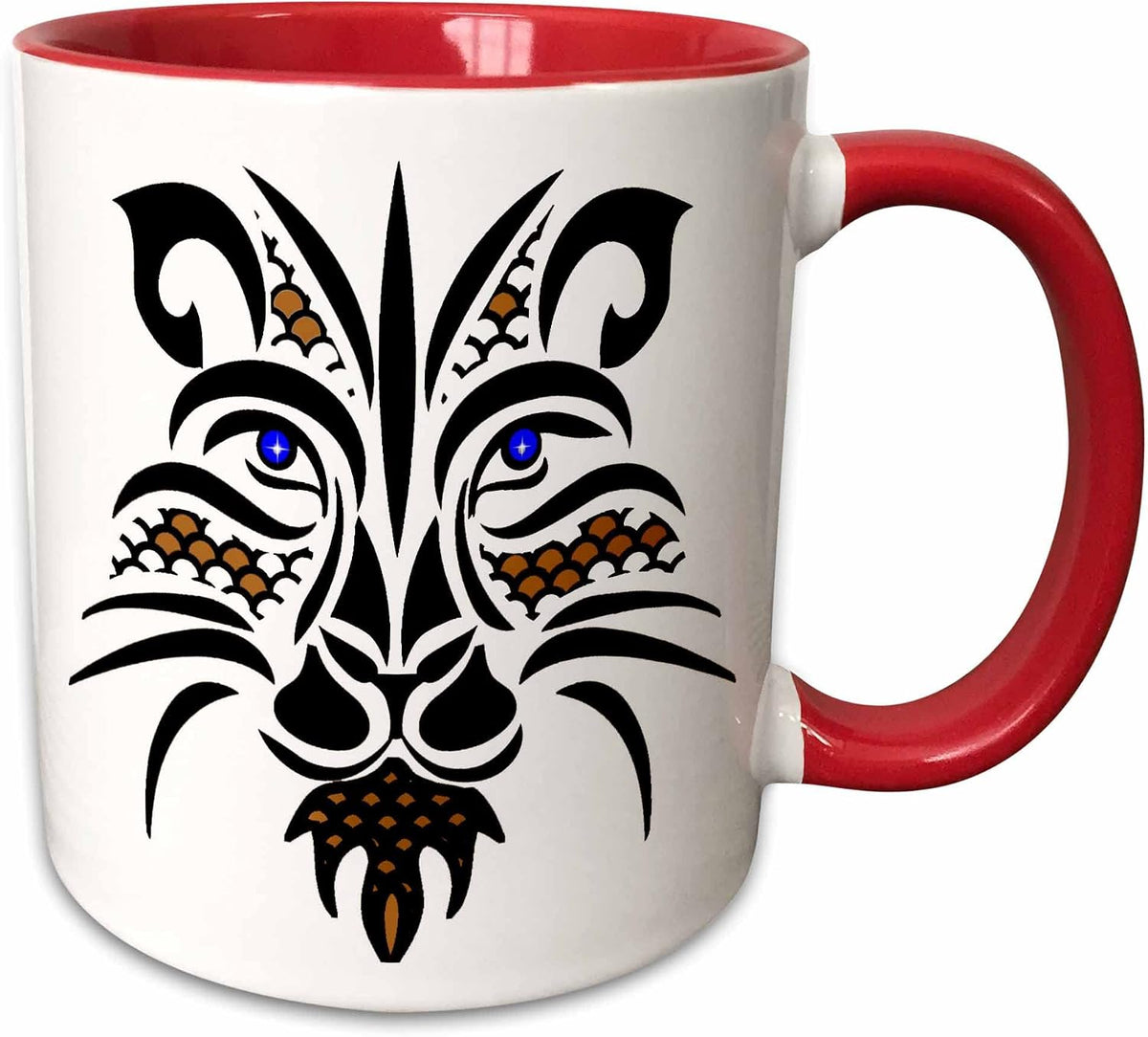 Black, Copper, Blue Mesh Lion Outline Ceramic Mug