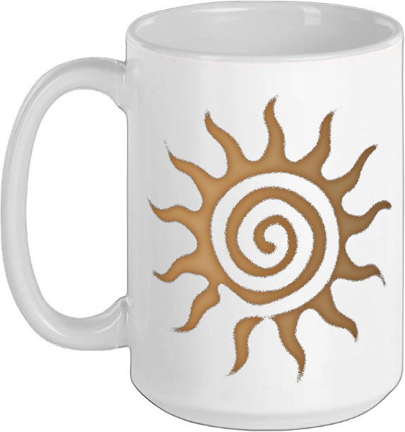 Golden Spiral Sun Hippie Boho Warm Rays Art Ceramic Mug