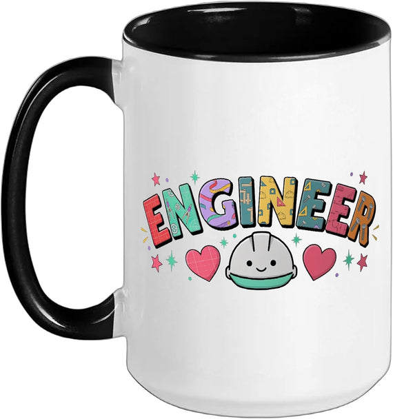 Engineer Cute Hard Hat Letters Ceramic Mug