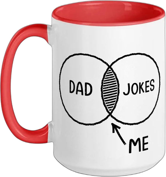 Dad Jokes Me Venn Diagram Funny Mens Dad Humor Ceramic Mug