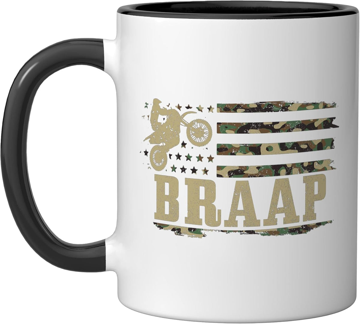 Braap Dirt Bike Patriotic Motocross American Flag Gift Men Ceramic Mug