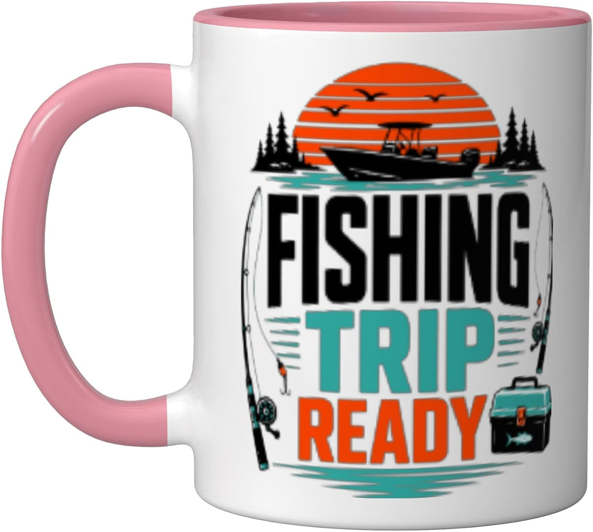 Fishing Trip Ready Retro Sunset Outdoors Boating Ceramic Mug