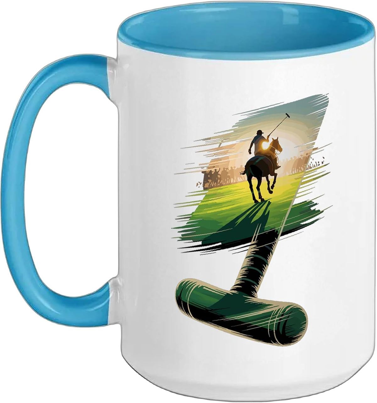 Multiple Exposure Polo Horseback Riding Equestrian Horse Ceramic Mug
