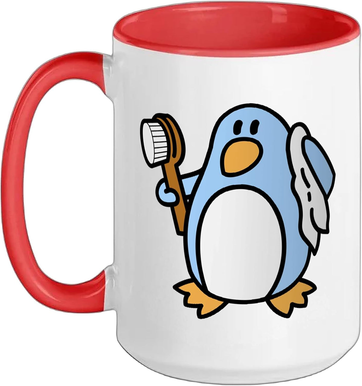Cute Penguin Holding Toothbrush Ceramic Mug