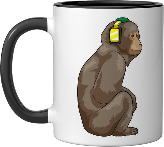 Monkey Headphone Music Ceramic Mug