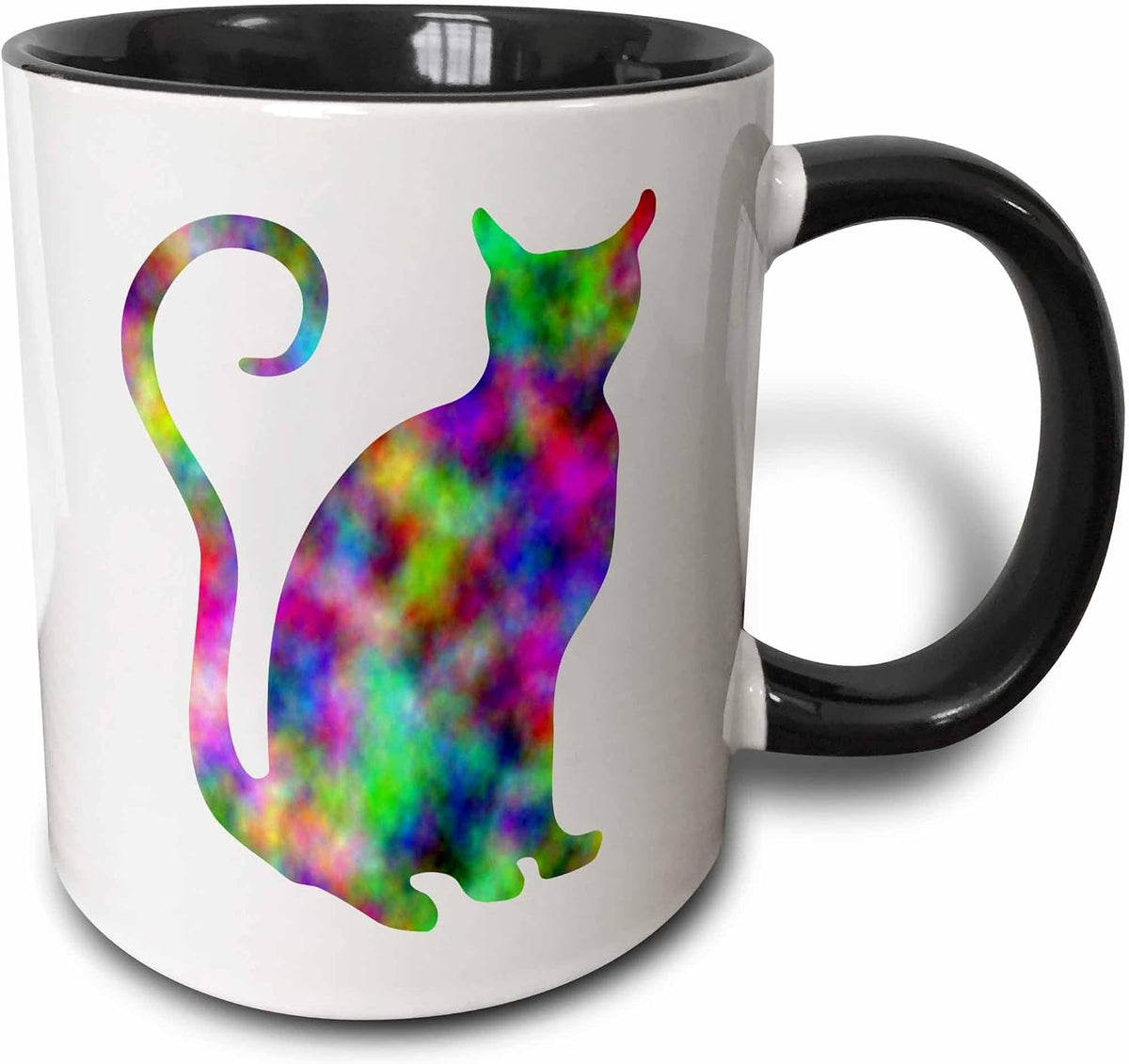 Pretty Rainbow Colored Cat Ceramic Mug