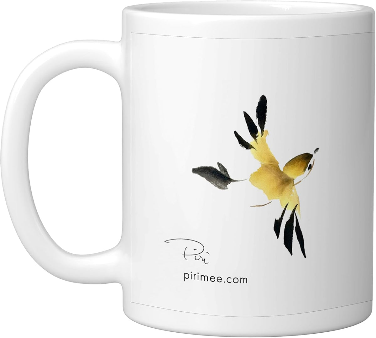 Piri Mee Arts: Birds In Chinese Brush Ceramic Mug